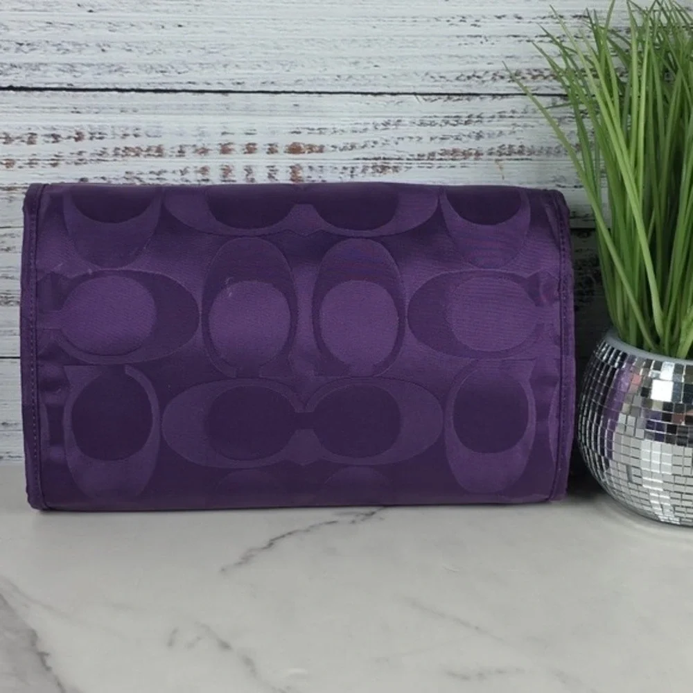COACH VINTAGE HTF  RARE PURPLE SIGNATURE NYLON TRAVEL ORGANIZER COSMETIC BAG GUC